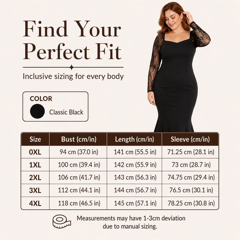 Women's Plus Size Square Neck Lace Dress