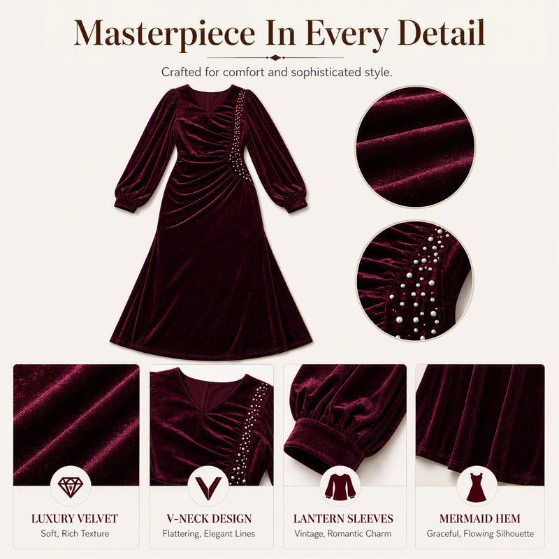 Women's Plus Size Velvet Ruched Dress