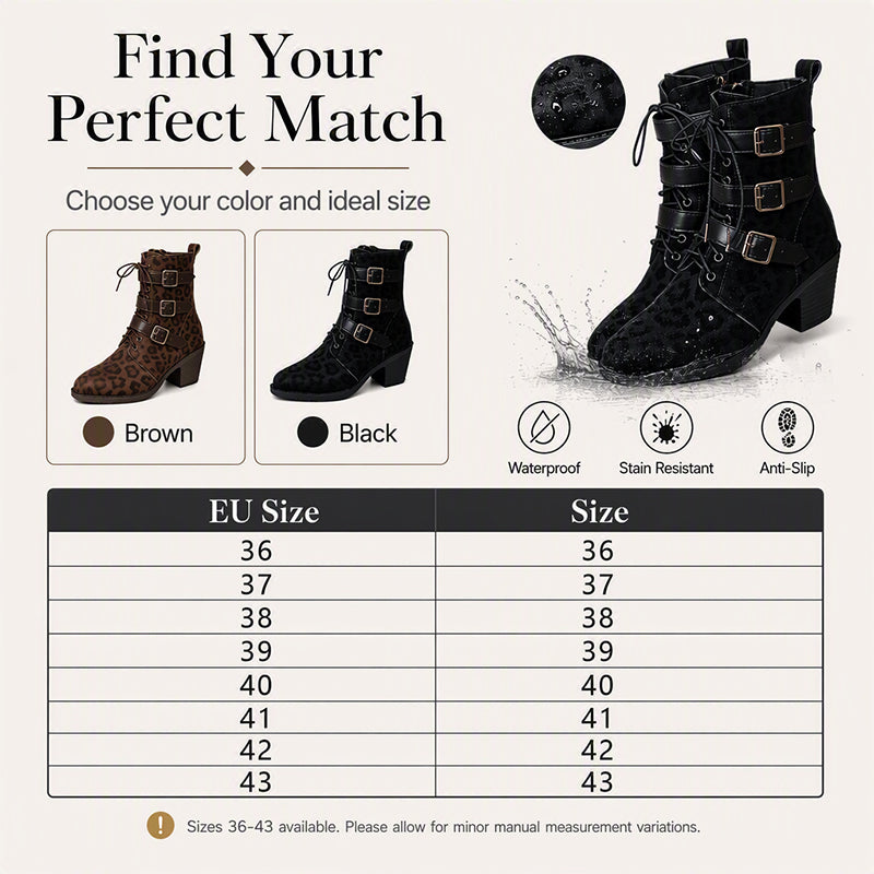Women's Retro Leopard Print Ankle Boots