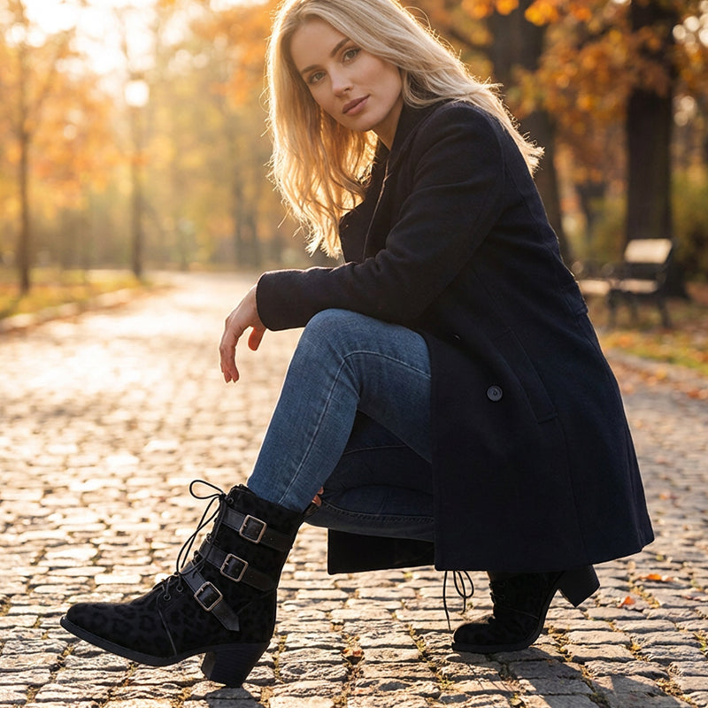 Women's Retro Leopard Print Ankle Boots