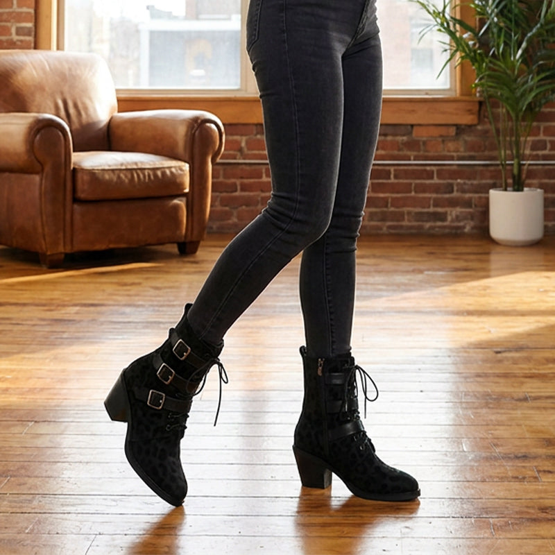 Women's Retro Leopard Print Ankle Boots