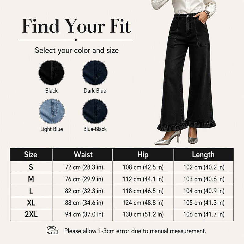 Women's Chic Ruffled Hem Straight Leg Jeans