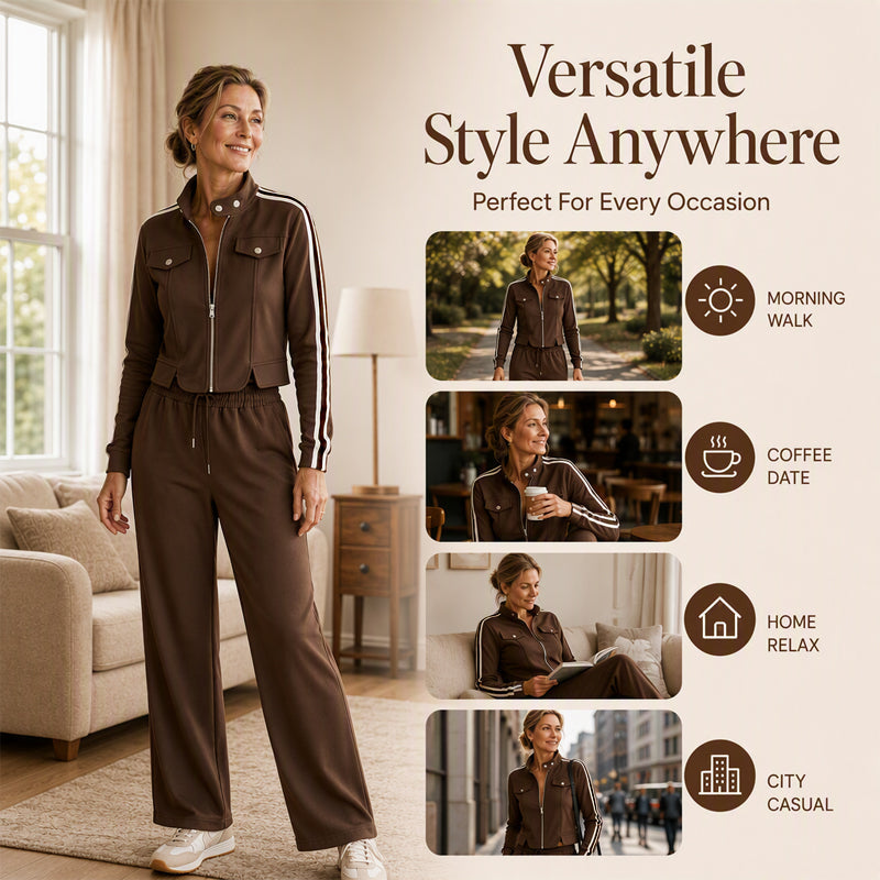 Women's Casual Sporty Contrast Stripe Set