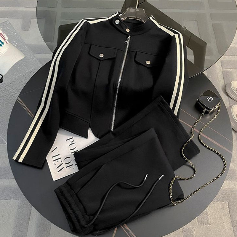 Women's Casual Sporty Contrast Stripe Set
