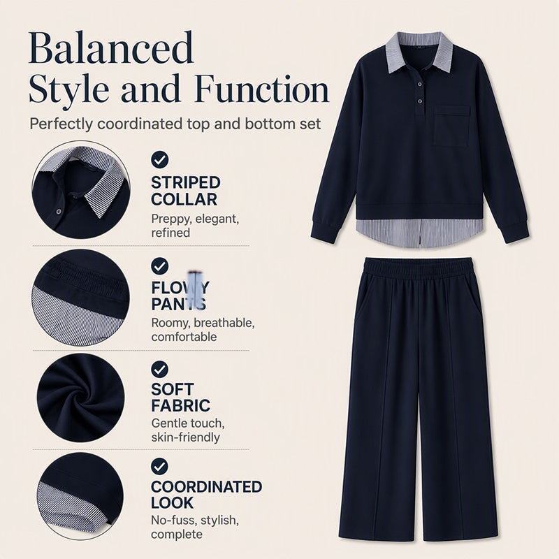 Women's Fake Two Piece Sweatshirt & Pants Set