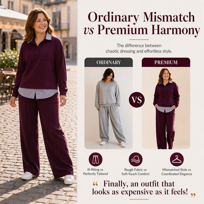 Women's Fake Two Piece Sweatshirt & Pants Set