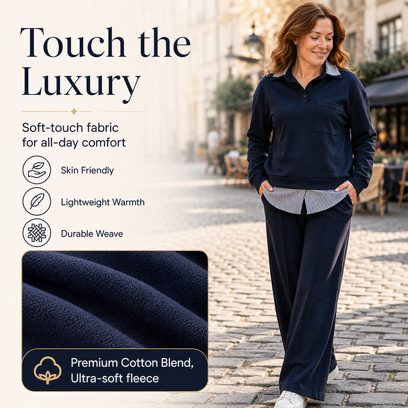 Women's Fake Two Piece Sweatshirt & Pants Set