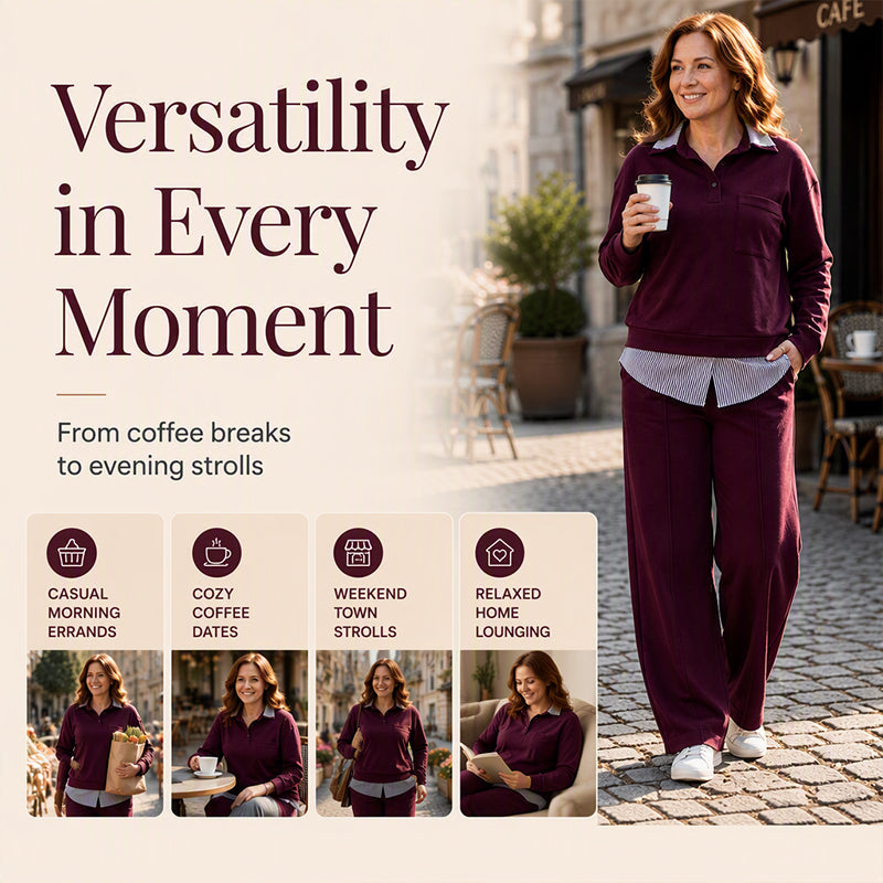 Women's Fake Two Piece Sweatshirt & Pants Set