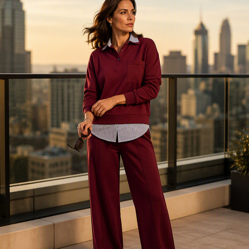 Women's Fake Two Piece Sweatshirt & Pants Set