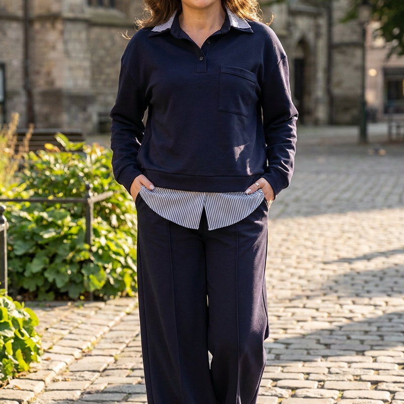 Women's Fake Two Piece Sweatshirt & Pants Set