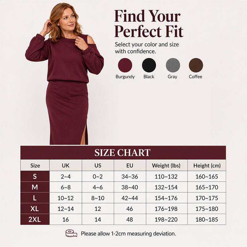 Women's Slanted Shoulder Sweatshirt & Sleeveless Dress Set