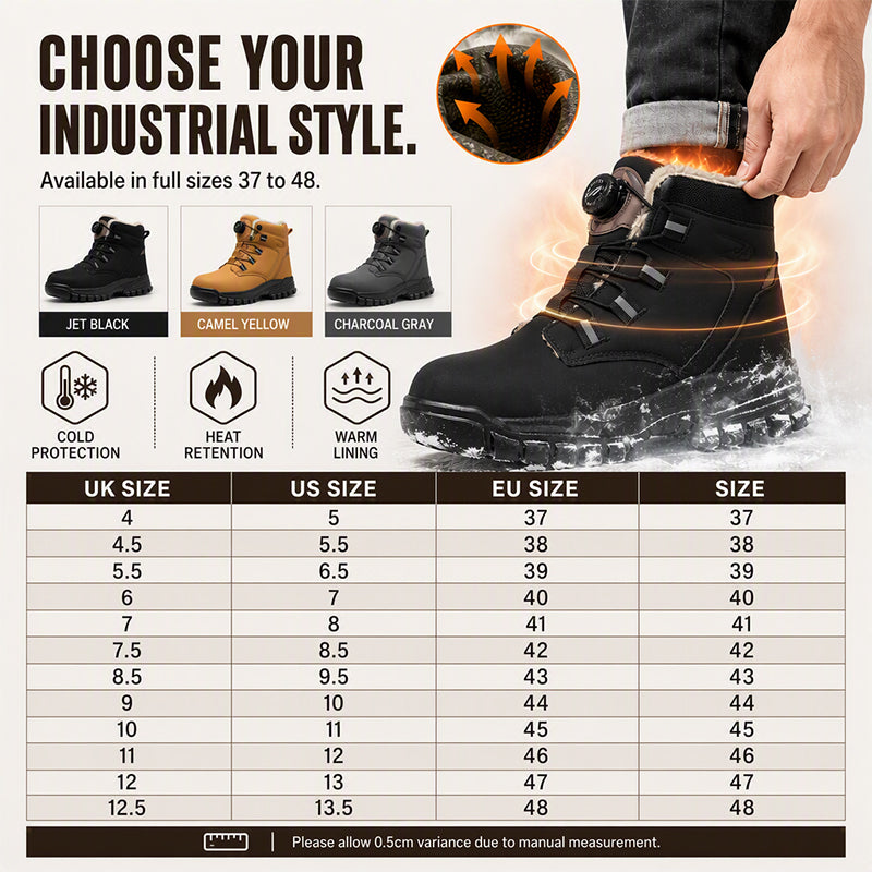 Men's Winter Anti-Smash Steel Toe Warm Shoes