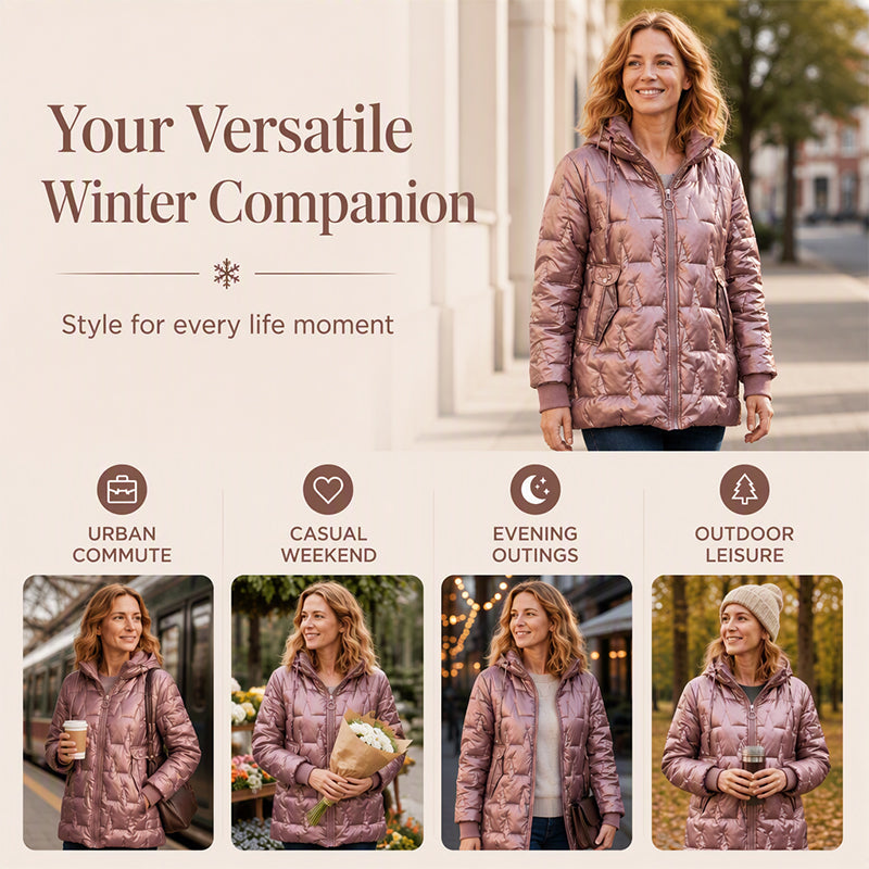 Women's Winter Warm Hooded Mid-Length Coats