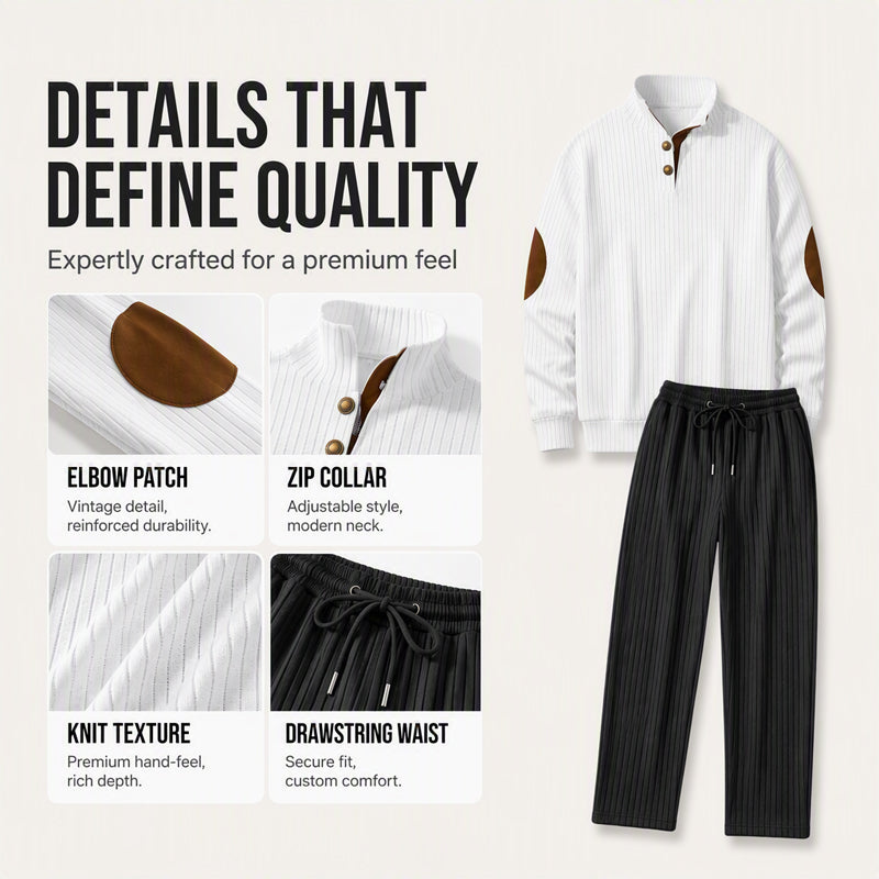 Men's Long Sleeve Stand Collar Sweatshirt & Pants Set