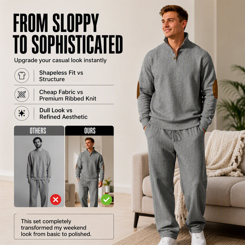 Men's Long Sleeve Stand Collar Sweatshirt & Pants Set