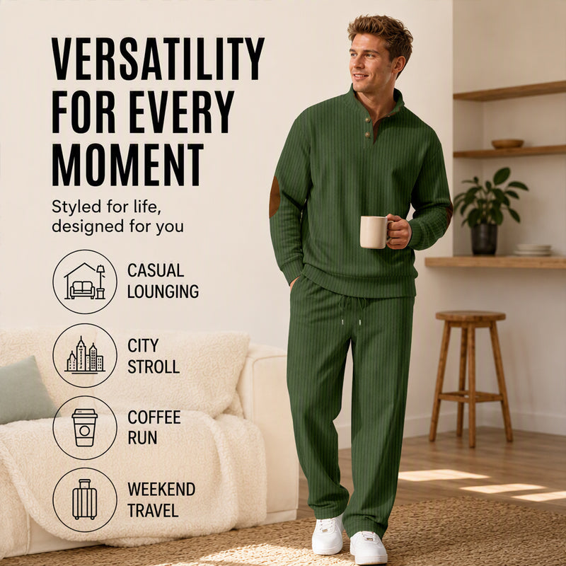 Men's Long Sleeve Stand Collar Sweatshirt & Pants Set