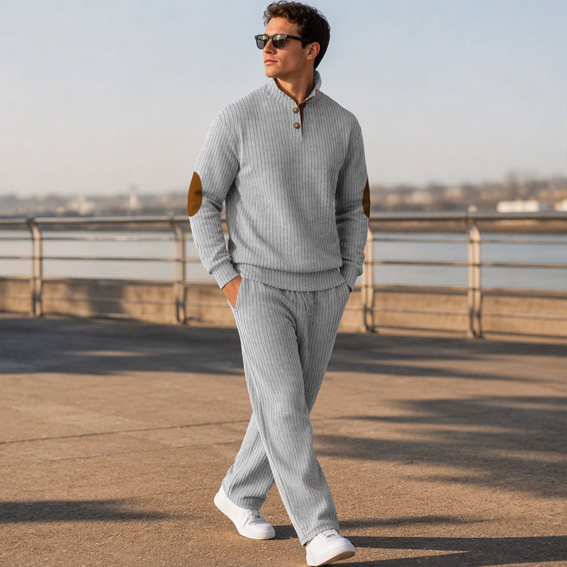 Men's Long Sleeve Stand Collar Sweatshirt & Pants Set
