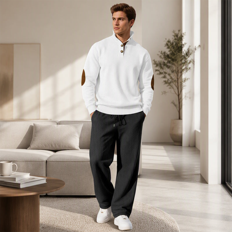 Men's Long Sleeve Stand Collar Sweatshirt & Pants Set