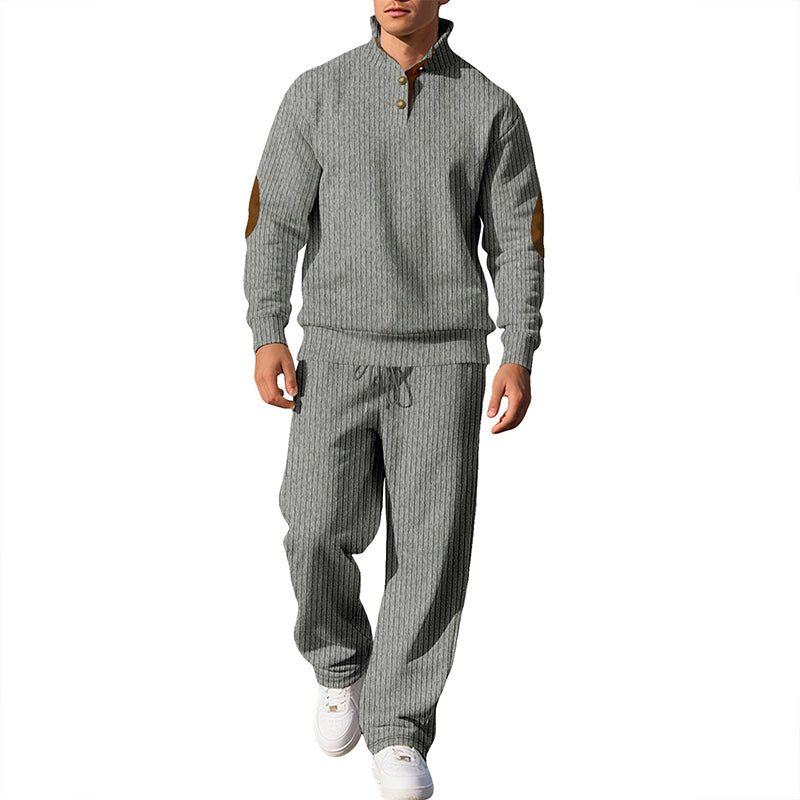 Men's Long Sleeve Stand Collar Sweatshirt & Pants Set