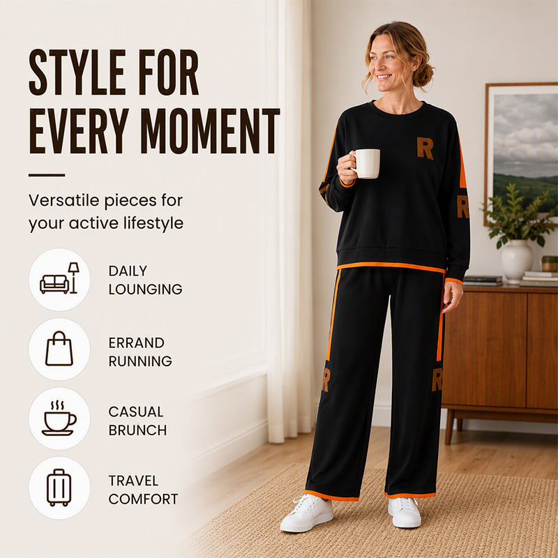 Women's Casual Sweatshirt & Wide-Leg Pants Set