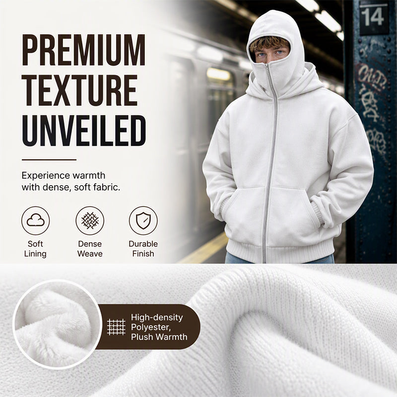 Men's Zip-Up Double-Hooded Sweatshirt