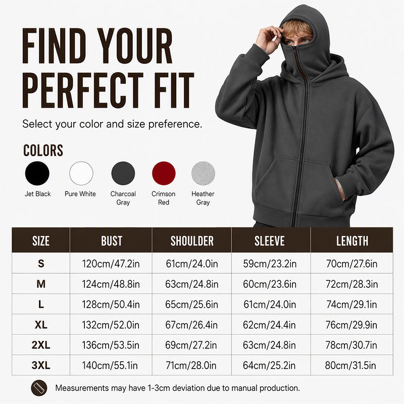 Men's Zip-Up Double-Hooded Sweatshirt