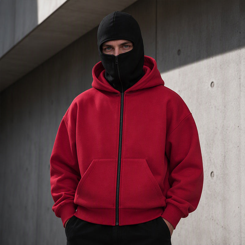Men's Zip-Up Double-Hooded Sweatshirt