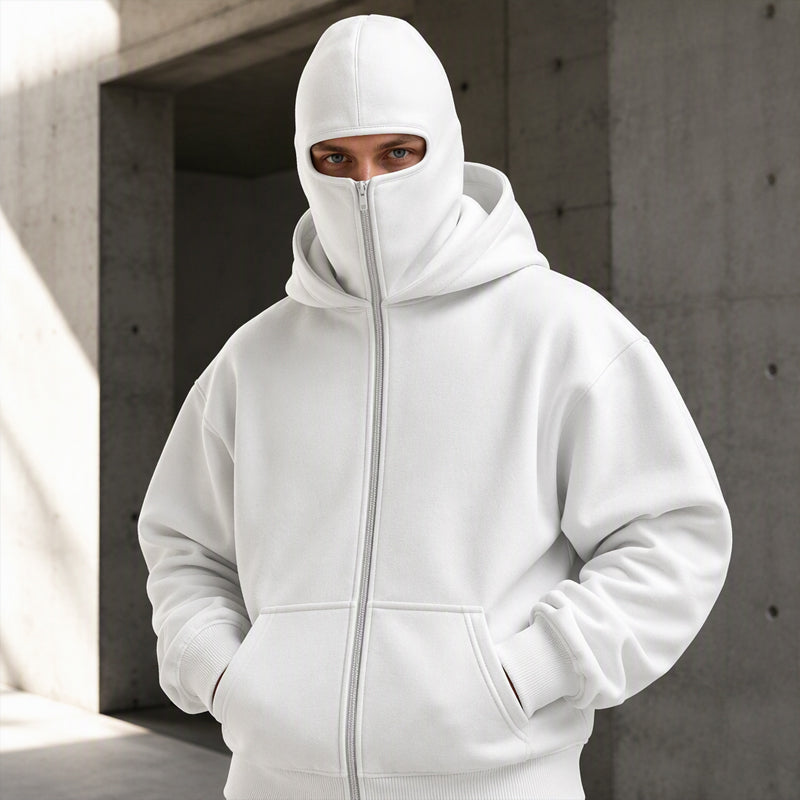 Men's Zip-Up Double-Hooded Sweatshirt