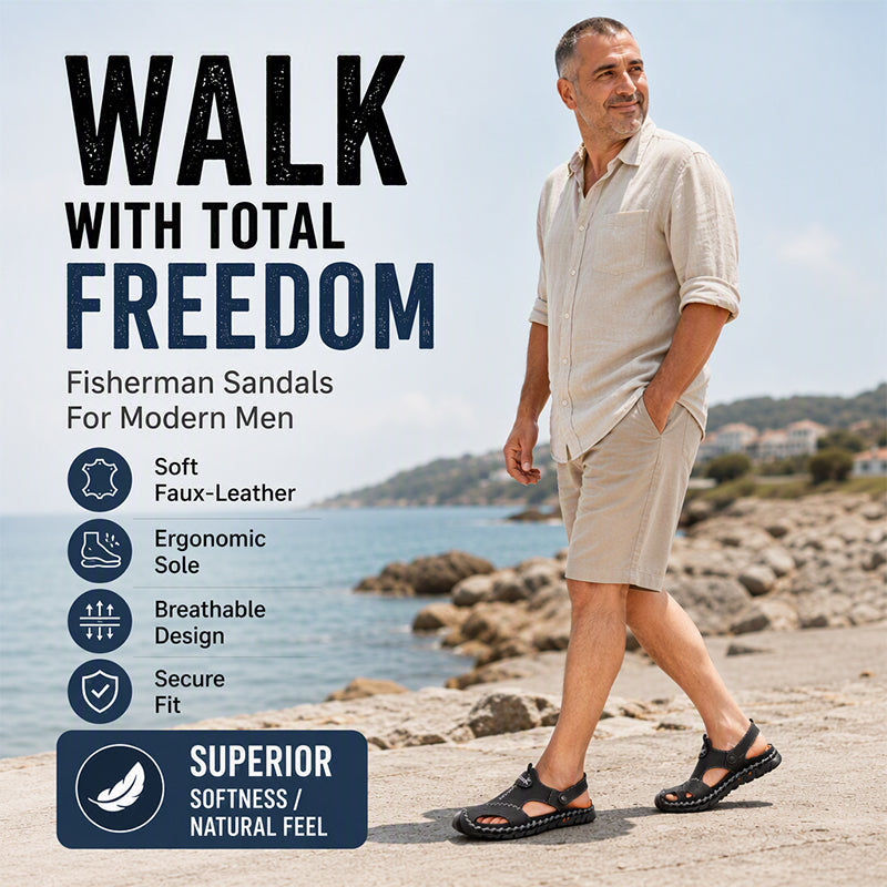 Men's Closed-Toe Outdoor Leather Sandals