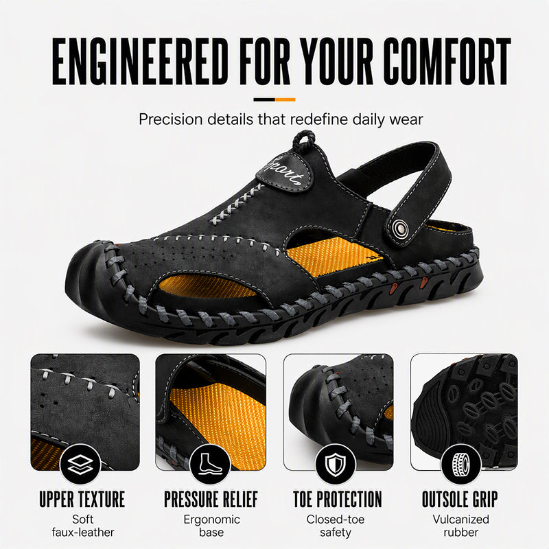 Men's Closed-Toe Outdoor Leather Sandals