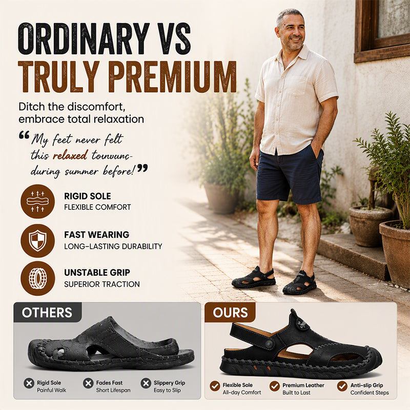 Men's Closed-Toe Outdoor Leather Sandals