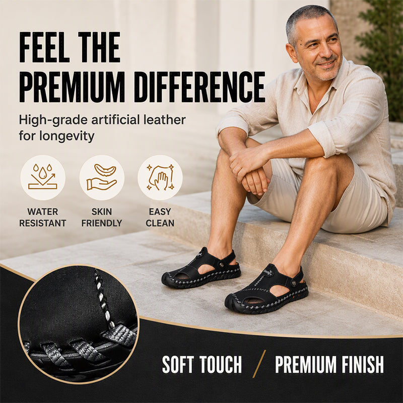 Men's Closed-Toe Outdoor Leather Sandals