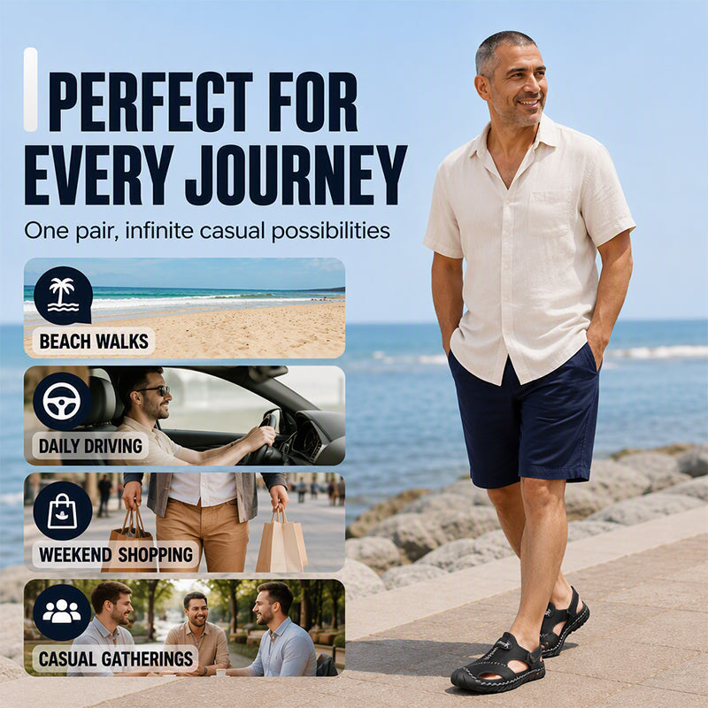 Men's Closed-Toe Outdoor Leather Sandals