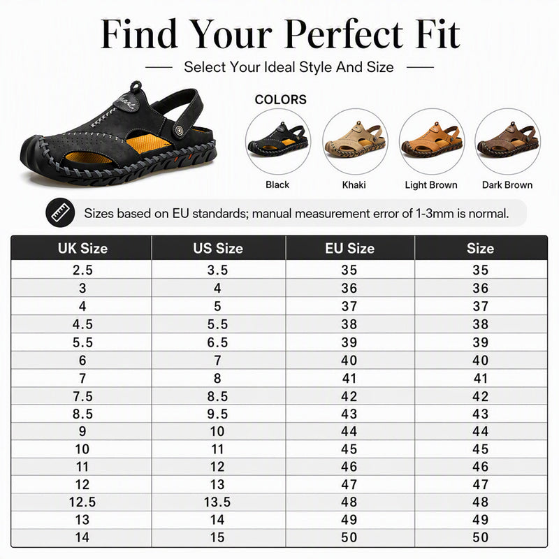 Men's Closed-Toe Outdoor Leather Sandals