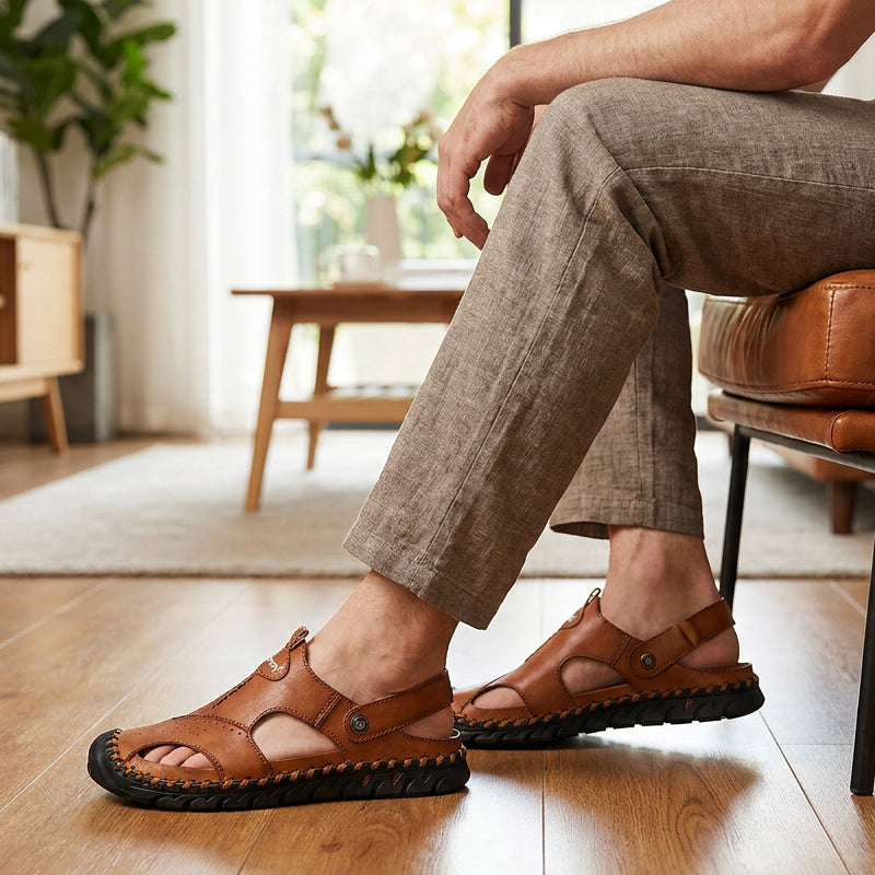 Men's Closed-Toe Outdoor Leather Sandals