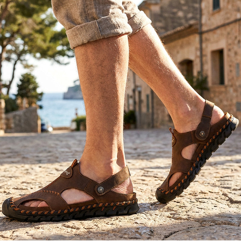 Men's Closed-Toe Outdoor Leather Sandals
