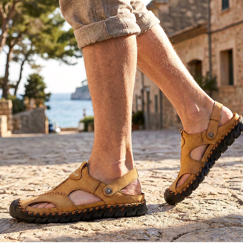Men's Closed-Toe Outdoor Leather Sandals