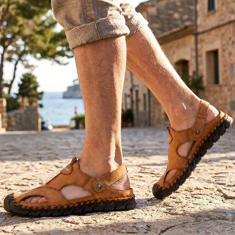 Men's Closed-Toe Outdoor Leather Sandals