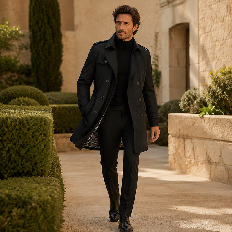 Men's Trench Coat with Detachable Lining