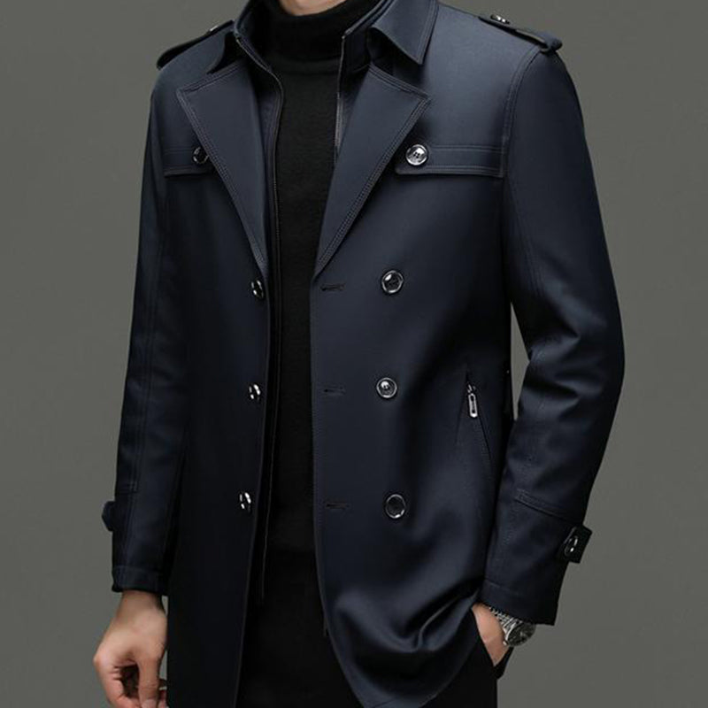 Men's Trench Coat with Detachable Lining