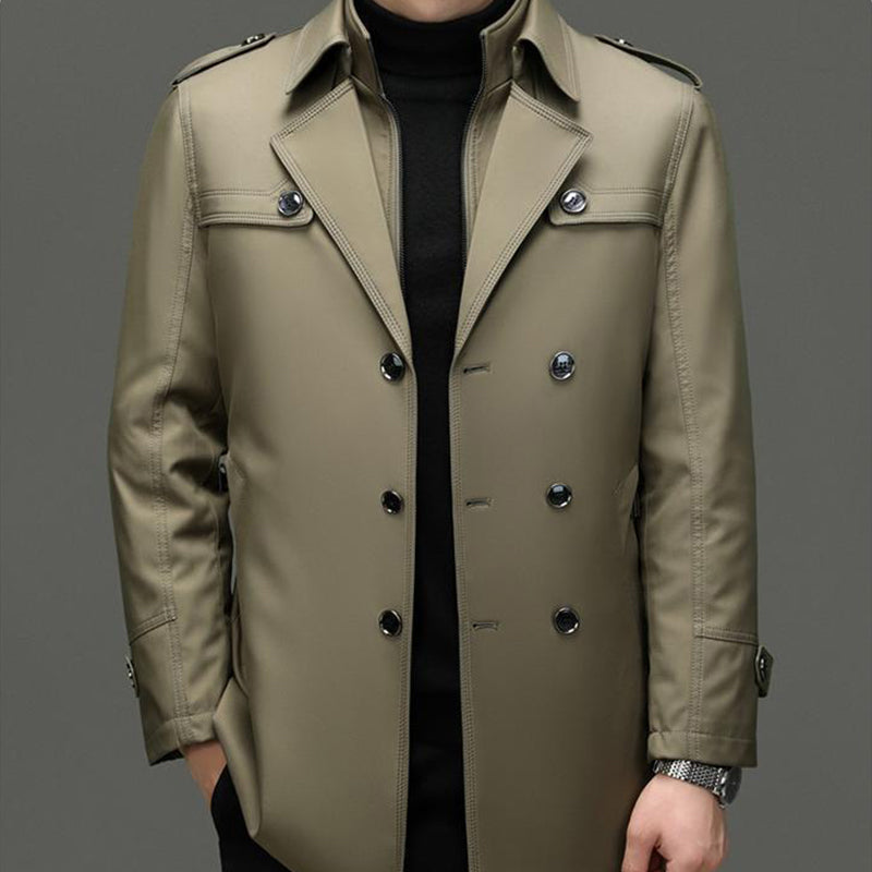 Men's Trench Coat with Detachable Lining