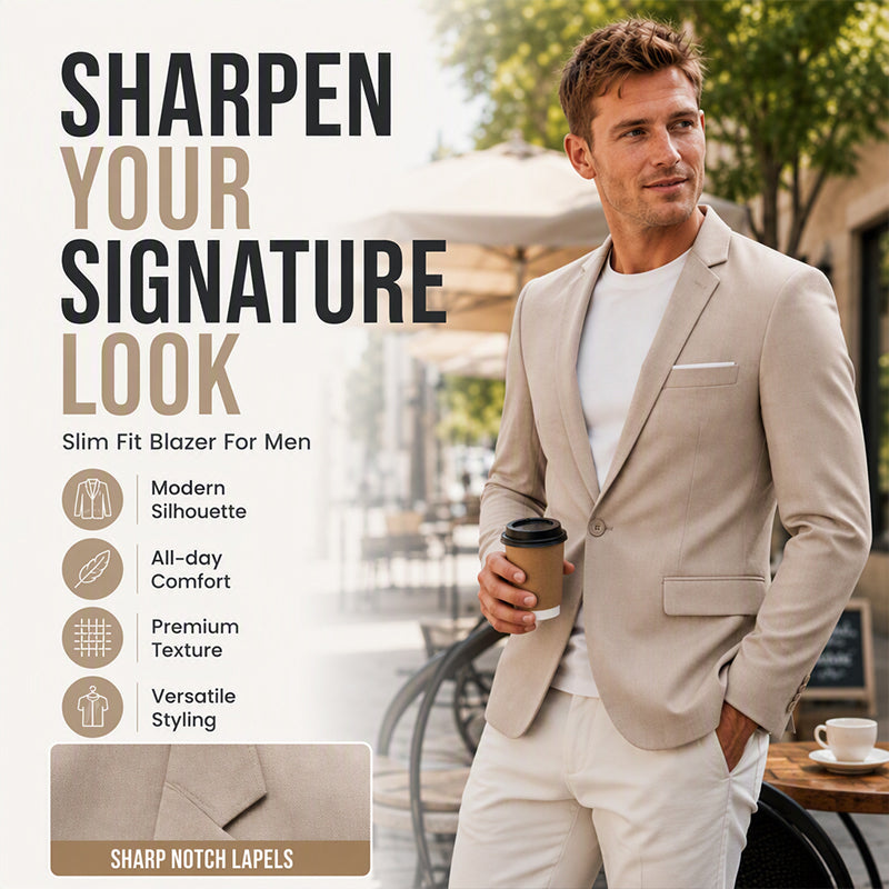 Men's Casual Single-Breasted Slim-Fit Blazer