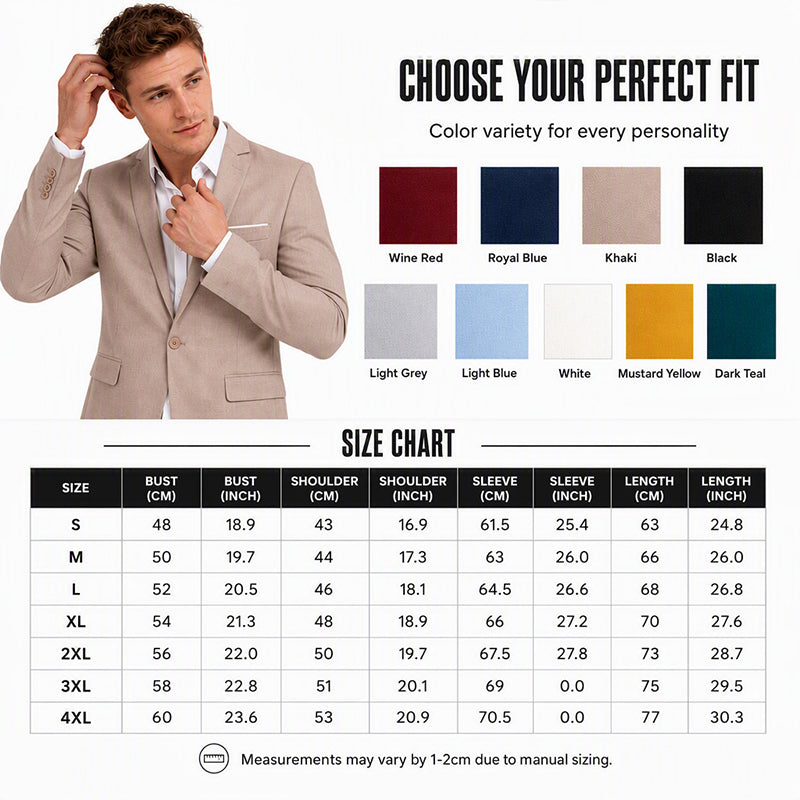 Men's Casual Single-Breasted Slim-Fit Blazer