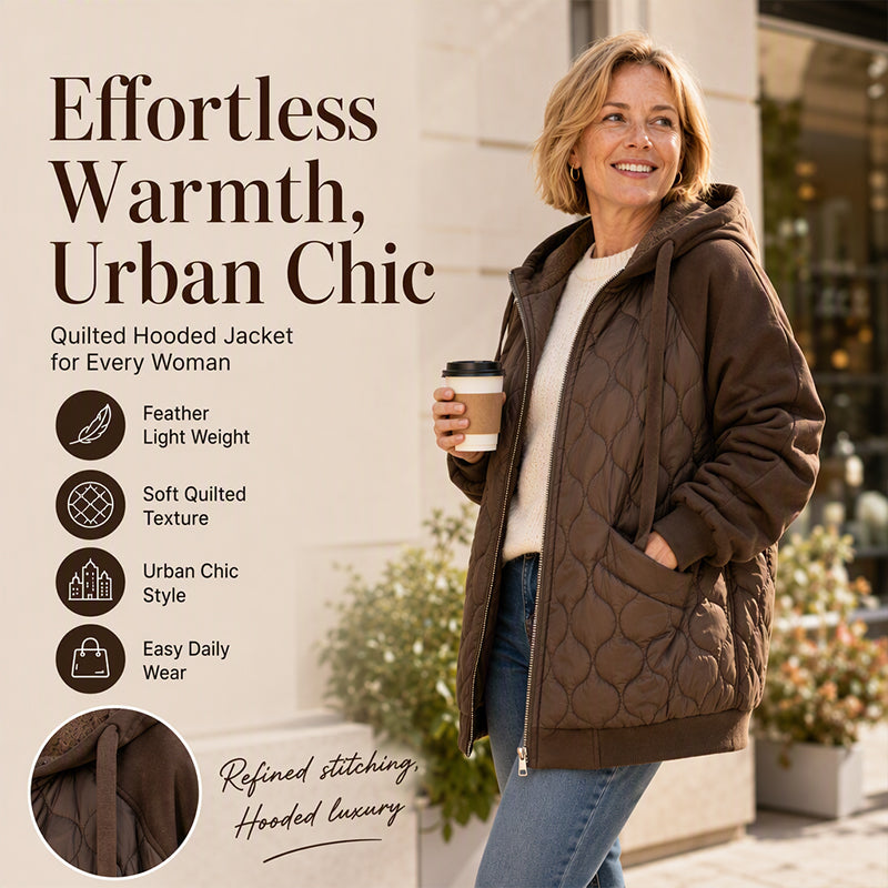 Women's Quilted Hooded Spliced Jacket