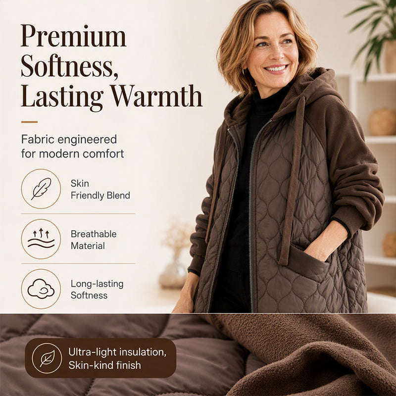 Women's Quilted Hooded Spliced Jacket
