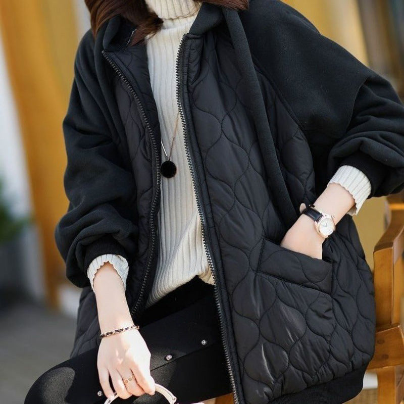 Women's Quilted Hooded Spliced Jacket