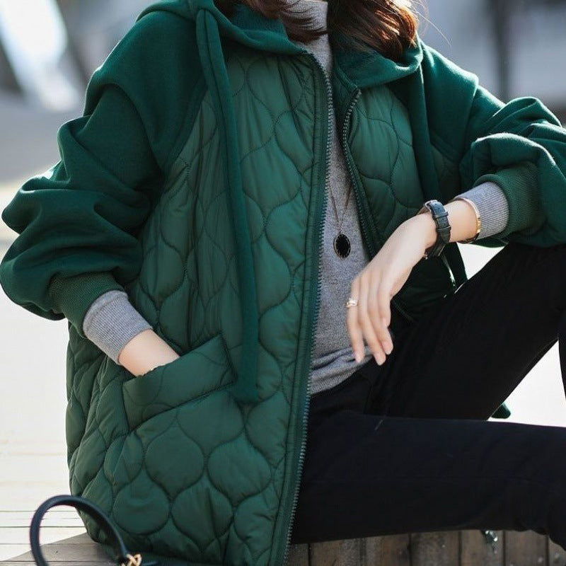 Women's Quilted Hooded Spliced Jacket