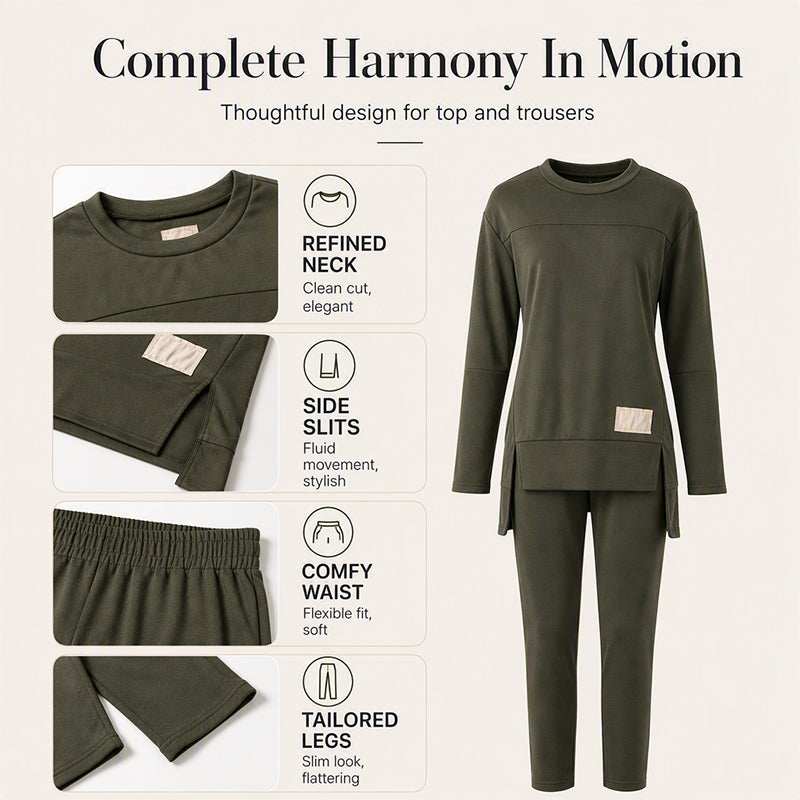 Women's Split Long Sleeve Top & Pants Set