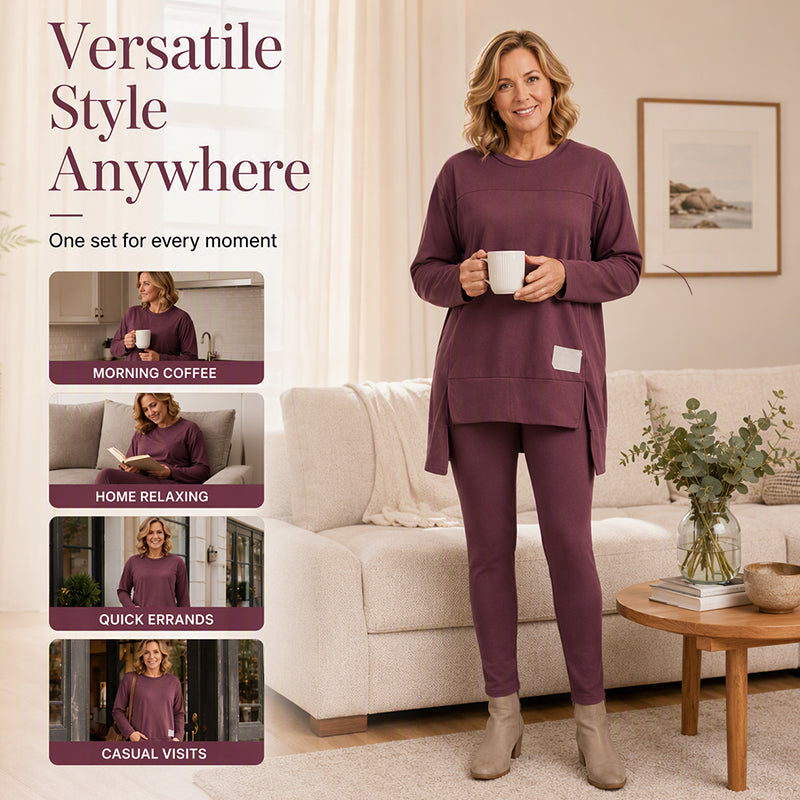 Women's Split Long Sleeve Top & Pants Set