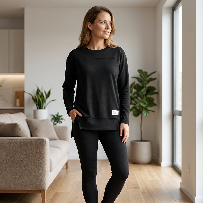 Women's Split Long Sleeve Top & Pants Set